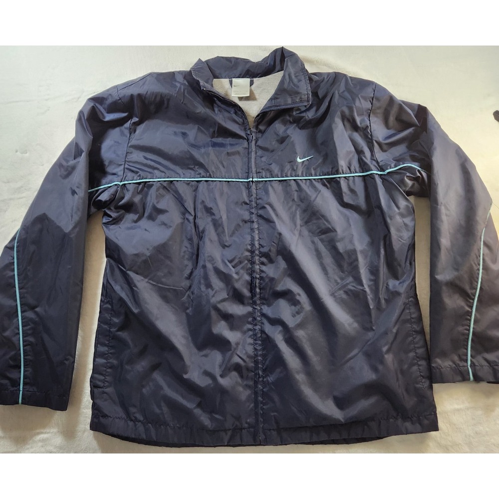 Nike Track Suit Womens Size L (14-16) Navy Blue Y2K Style Zip Ankles Lined- READ - Picture 15 of 15